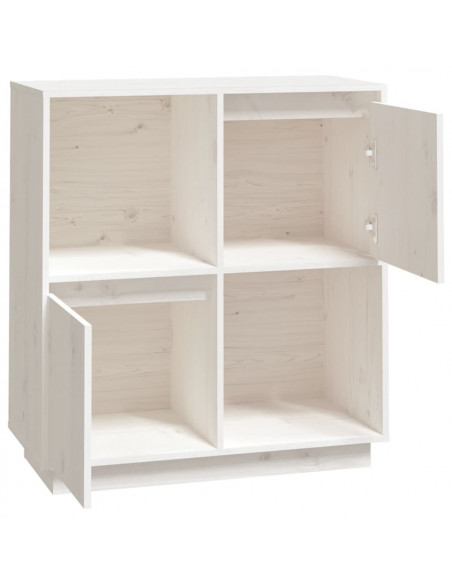 Credenza Bianca 74x35x80 cm in Legno Massello di Pino