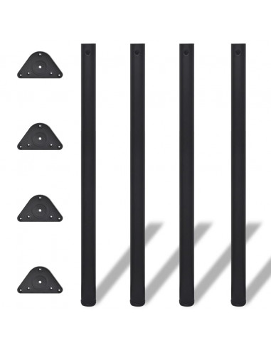 Gambe Tavolo 4 pz Regolabili Nere 1100 mm