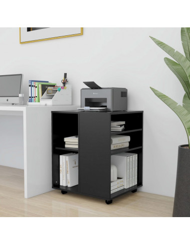 Mobiletto con Ruote Nero 60x53x72 cm in Legno Multistrato