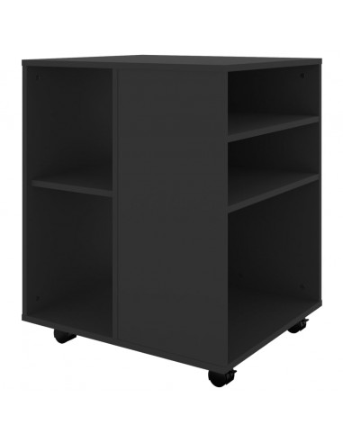 Mobiletto con Ruote Nero 60x53x72 cm in Legno Multistrato