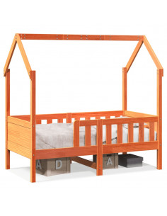 Giroletto Casetta Bambini Marrone Cera 80x160 cm Massello Pino 2
