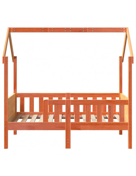 Giroletto Casetta Bambini Marrone Cera 80x160 cm Massello Pino