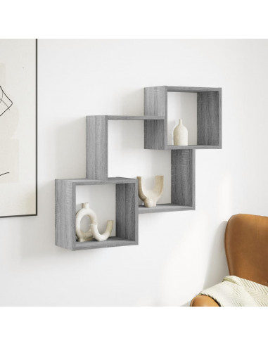 Mobile a Parete 78x18x71 cm Grigio Sonoma in Legno Multistrato