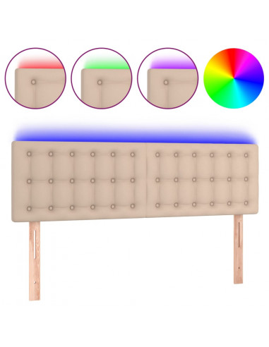 Testiera Cappuccino a LED 144x5x78/88 cm in Similpelle