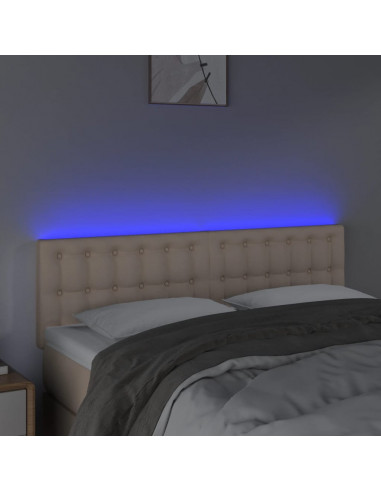 Testiera Cappuccino a LED 144x5x78/88 cm in Similpelle