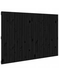 Testiera da Parete Nera 166x3x110 cm in Legno Massello di Pino 2