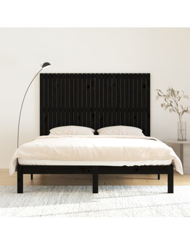 Testiera da Parete Nera 166x3x110 cm in Legno Massello di Pino