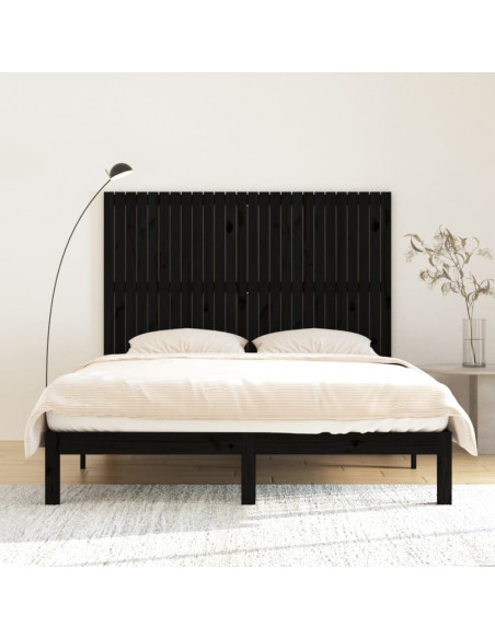 Testiera da Parete Nera 166x3x110 cm in Legno Massello di Pino