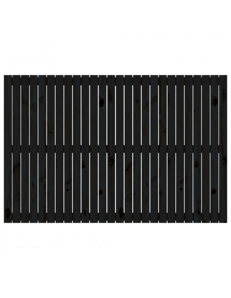 Testiera da Parete Nera 166x3x110 cm in Legno Massello di Pino