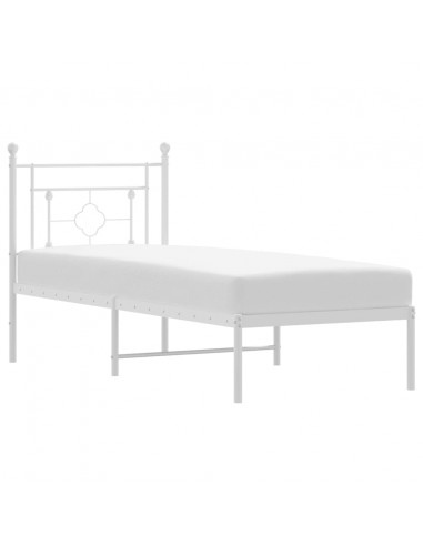 Giroletto con Testiera Metallo Bianco 80x200 cm