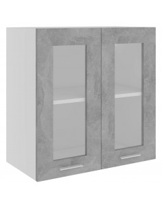 Mobile Pensile con Vetro Grigio Cemento 60x31x60 cm Multistrato 2