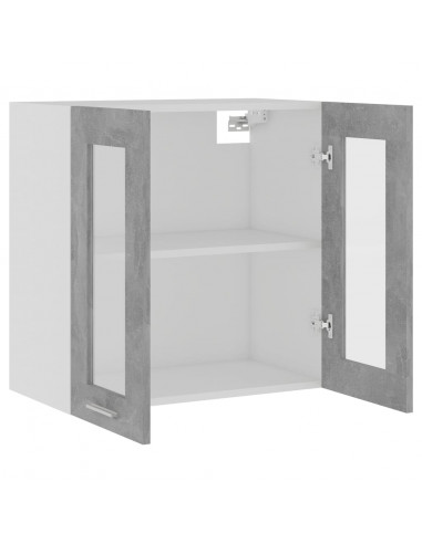 Mobile Pensile con Vetro Grigio Cemento 60x31x60 cm Multistrato