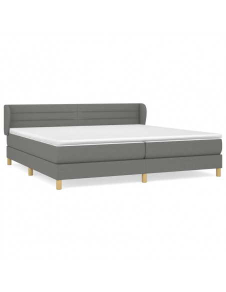 Giroletto a Molle con Materasso Grigio Scuro 200x200 cm Tessuto