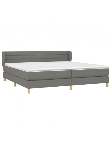 Giroletto a Molle con Materasso Grigio Scuro 200x200 cm Tessuto