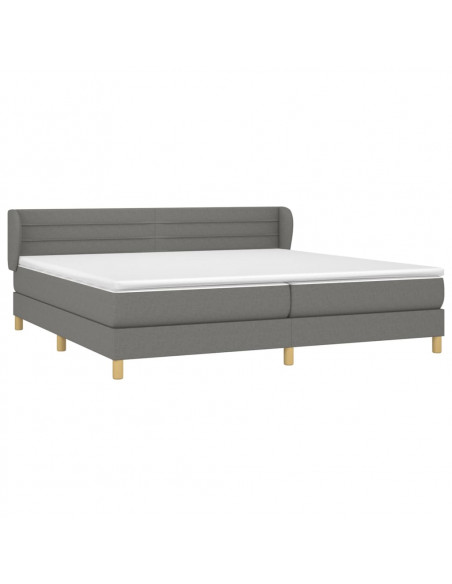 Giroletto a Molle con Materasso Grigio Scuro 200x200 cm Tessuto