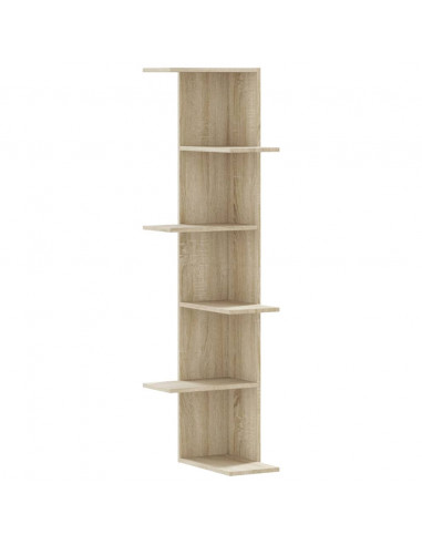 Scaffale Angolare Muro Rovere Sonoma 36,5x36,5x140 cm Legno
