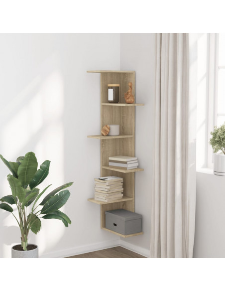 Scaffale Angolare Muro Rovere Sonoma 36,5x36,5x140 cm Legno
