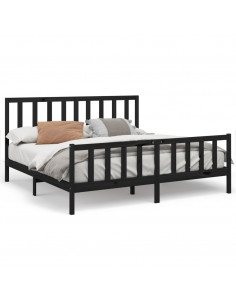 Giroletto Nero in Legno Massello di Pino 200x200 cm 2