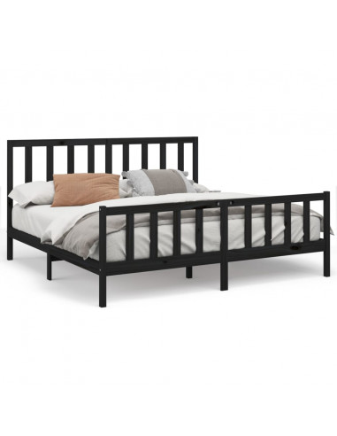 Giroletto Nero in Legno Massello di Pino 200x200 cm