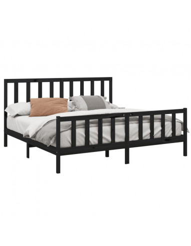 Giroletto Nero in Legno Massello di Pino 200x200 cm