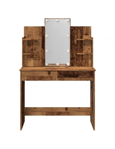 Toeletta con Luci LED Legno Antico 96x40x142 cm