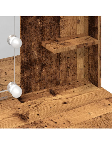 Toeletta con Luci LED Legno Antico 96x40x142 cm