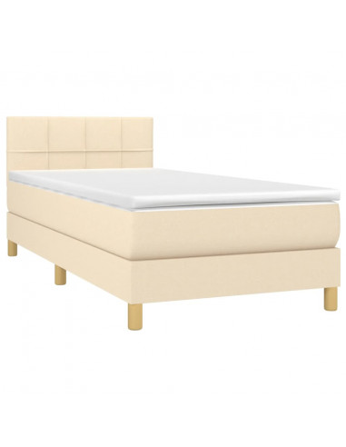 Letto a Molle con Materasso e LED Crema 100x200cm in Tessuto
