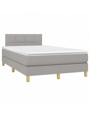 Letto a Molle Materasso e LED Grigio Chiaro 120x200 cm Tessuto