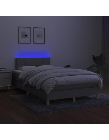 Letto a Molle Materasso e LED Grigio Chiaro 120x200 cm Tessuto