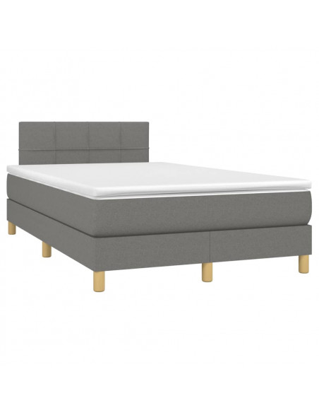 Letto a Molle Materasso e LED Grigio Scuro 120x200cm in Tessuto