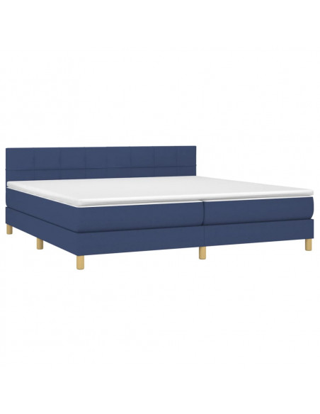 Letto a Molle Materasso e LED Blu 200x200cm in Tessuto