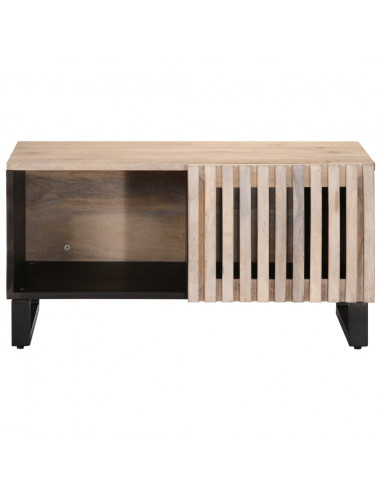 Tavolino da Salotto Bianco 80x51x40 cm Legno Massello di Mango