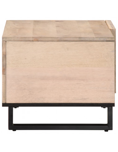 Tavolino da Salotto Bianco 80x51x40 cm Legno Massello di Mango