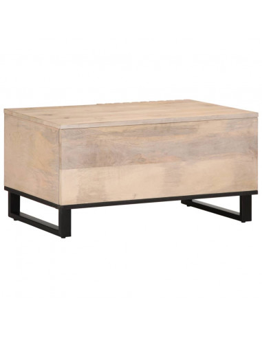 Tavolino da Salotto Bianco 80x51x40 cm Legno Massello di Mango