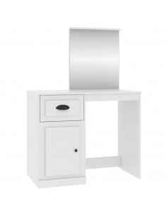 Toeletta con Specchio Bianca 90x50x132,5 cm Legno Multistrato 2