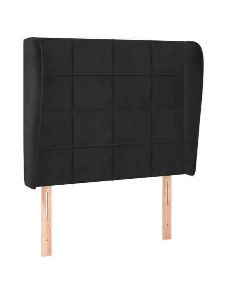 Testiera ad Orecchio Nera 83x23x118/128 cm in Velluto