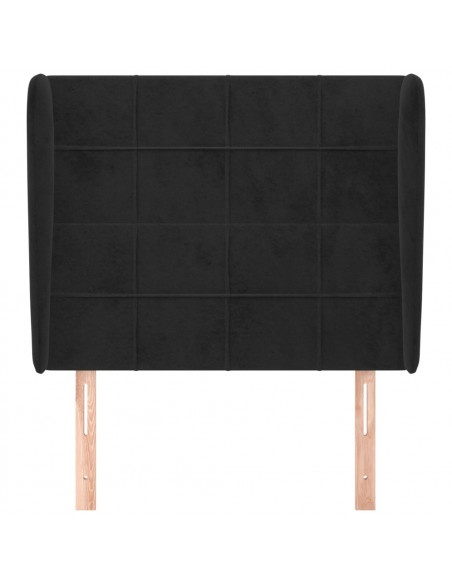 Testiera ad Orecchio Nera 83x23x118/128 cm in Velluto