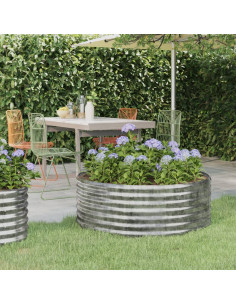 Letto Giardino Acciaio Verniciato Polvere 100x100x36 cm Argento