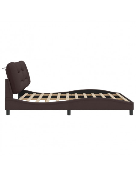 Giroletto con Luci LED Marrone Scuro 180x200 cm in Tessuto