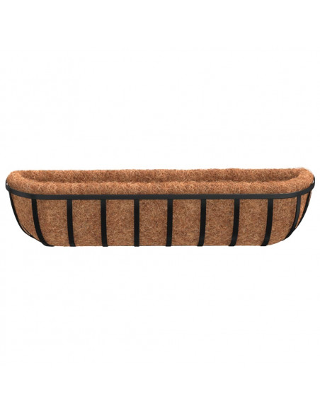 Fioriere Parete 2 pz Rivestimenti Cocco Nero 91x20x23cm Acciaio