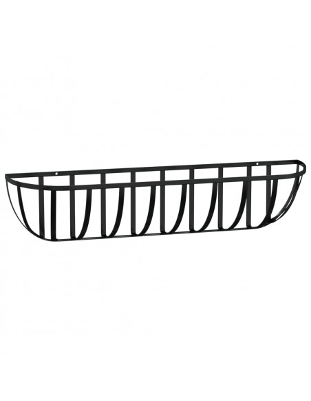 Fioriere Parete 2 pz Rivestimenti Cocco Nero 91x20x23cm Acciaio