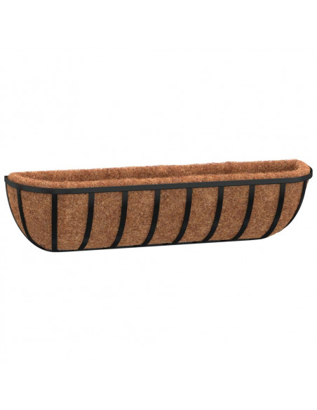 Fioriere Parete 2 pz Rivestimenti Cocco Nero 61x19x16cm Acciaio
