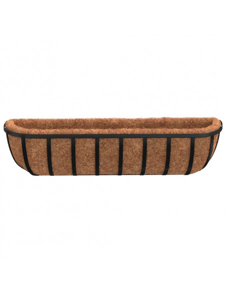 Fioriere Parete 2 pz Rivestimenti Cocco Nero 61x19x16cm Acciaio