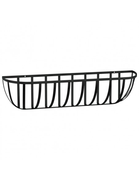 Fioriere Parete 2 pz Rivestimenti Cocco Nero 61x19x16cm Acciaio