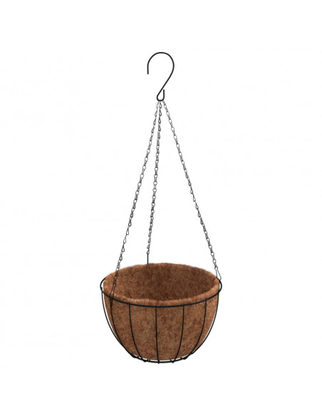 Fioriere Pensili 4 pz Rivestimenti Cocco Nero Ø30x52cm Acciaio