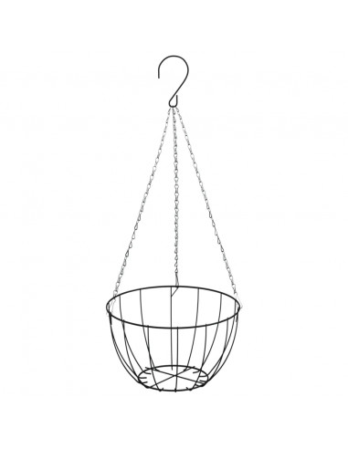 Fioriere Pensili 4 pz Rivestimenti Cocco Nero Ø30x52cm Acciaio