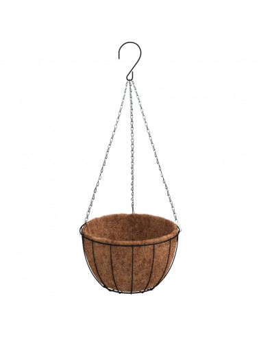 Fioriere Pensili 4 pz Rivestimenti Cocco Nero Ø35x52cm Acciaio
