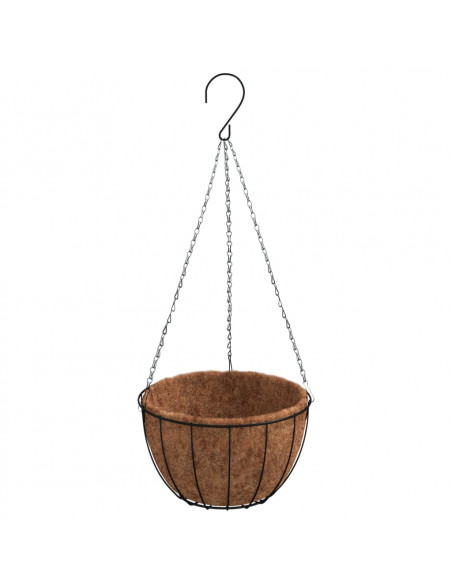 Fioriere Pensili 4 pz Rivestimenti Cocco Nero Ø35x52cm Acciaio