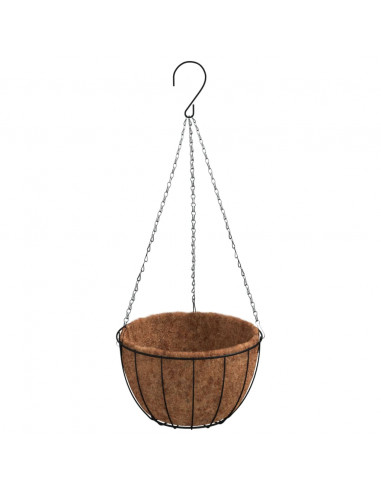 Fioriere Pensili 4 pz Rivestimenti Cocco Nero Ø40x63cm Acciaio