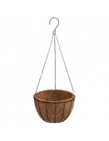 Fioriere Pensili 4 pz Rivestimenti Cocco Nero Ø40x63cm Acciaio